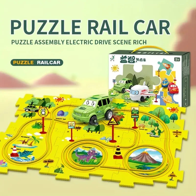 Children Puzzle Electric Railroad Speeder